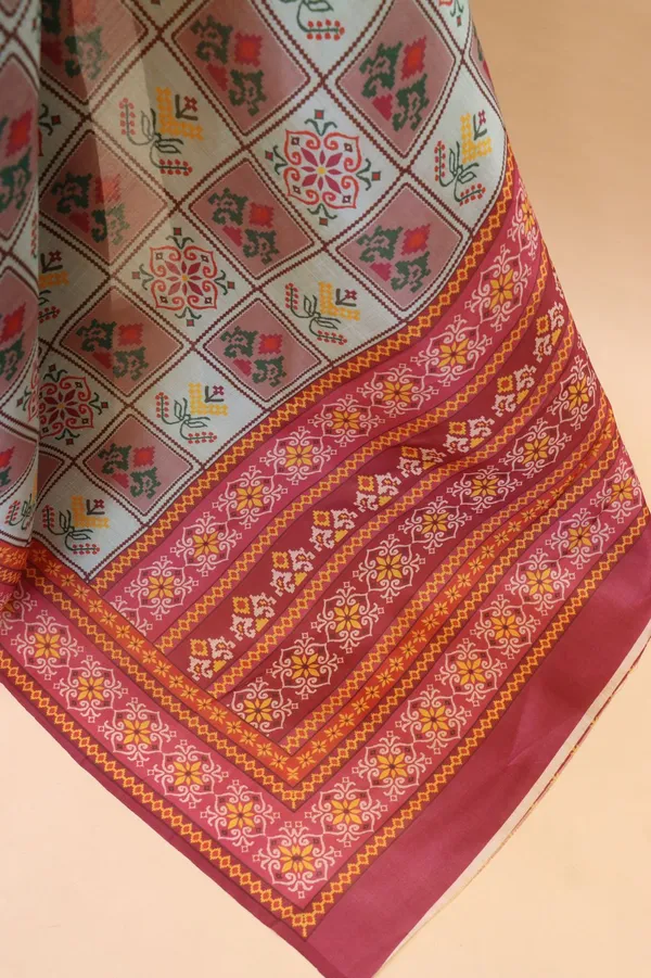 Sea_Green_Smooth_Silk_Saree_With_Patola_Print
